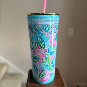 Lilly Pulitzer Water Bottle 700ml with Pink Straw